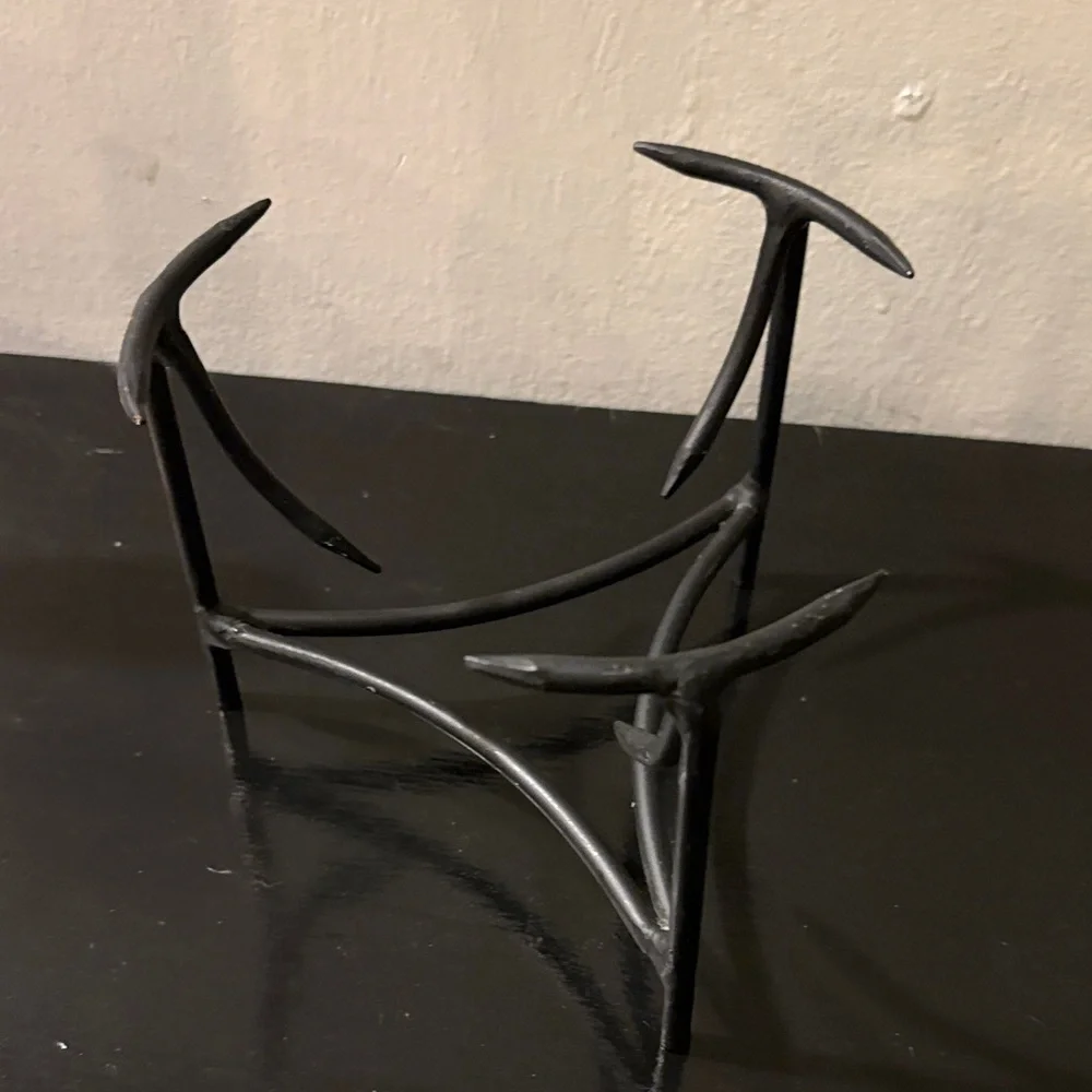 Glass Serving Bowl with Black Metal Stand - Clear/Black